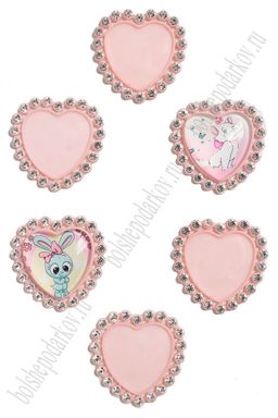 Крышечка со стразами "Сердечко" (10 шт) SF-3632, розовый №066