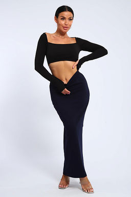 Юбка, футер (01056, черный макси) - Плиона фото 29