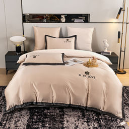 Комплект постельного белья Сатин-Шелк Я IN LOVE на резинке LVR007 Дуэт Семейный 4 Наволочки 160*200*30;140*200*30