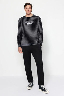 Trendyolmilla Man Siyah Cizgili Regular Fit Orme Pijama Tak?m? TMNAW25PT00026