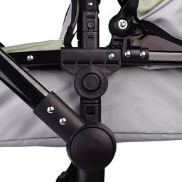 Коляская кукольная металлическая, прогулочная, с корзиной, серо-зеленая