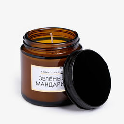 Ароматическая cвеча в банке «Зеленый мандарин», 6.2×6.2×6.5 см, 9 ч