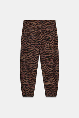 ANIMAL PRINT BARREL TROUSERS - Zara фото 4
