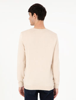 Bej Slim Fit Bisiklet Yaka Basic Triko Kazak - Pierre cardin фото 5