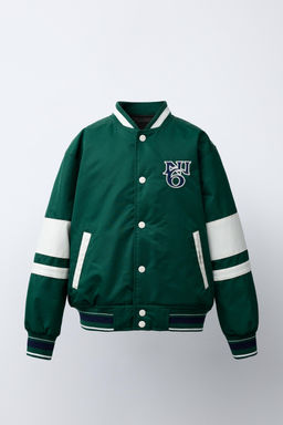 CAZADORA BOMBER NYLON TEXTO CAPUCHA DESMONTABLE / Verde - Zara фото 3