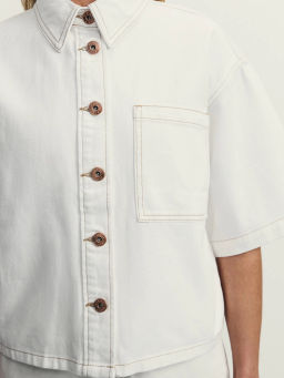 Джинсовая рубашка с коротким рукавом / Zarina фото 8