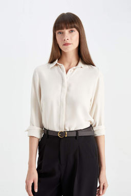 Regular Fit Basic Duz Uzun Kollu Siyah Gomlek - Defacto фото 2