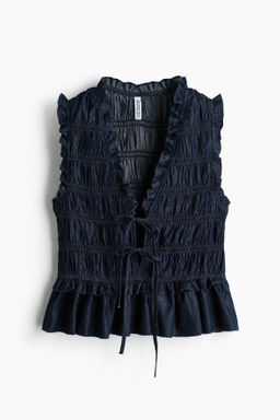 Top nido de abeja en denim