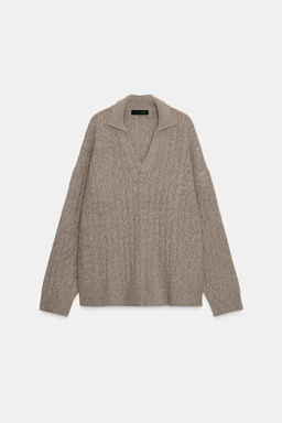 CABLE-KNIT POLO SWEATER - Zara фото 6