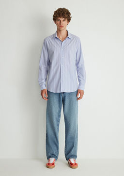 Cizgili Mavi Gomlek  фото 3