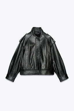 LEATHER BOMBER JACKET ZW COLLECTION LIMITED EDITION - Zara фото 2