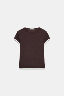 CAMISETA VIVOS CONTRASTE / Chocolate - Zara фото 4