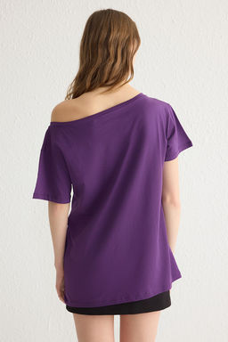 TRENDYOLMILLA Beyaz %100 Pamuk Oversize/Genis Kal?p Kay?k Yaka Orme T-Shirt TWOSS20TS0140 фото 5