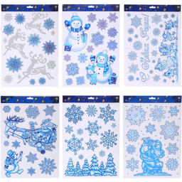 Цена за 4 шт. Наклейка на стекло "Волшебная зима" 41*19 см, микс