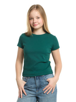 Футболка в рубчик 22-0210 зеленый