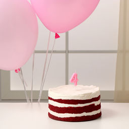 Свеча для торта, цифра 4 + воздушные шары, 5 шт, розовый - Страна карнавалия фото 2