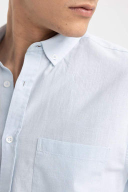 Рубашка приталенного кроя из 100% хлопка с длинными рукавами - Defacto фото 9