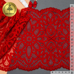 Кружево-стрейч KRUZHEVO арт.TBY.L1189 шир.195мм цв.100 темно-красный уп.3м