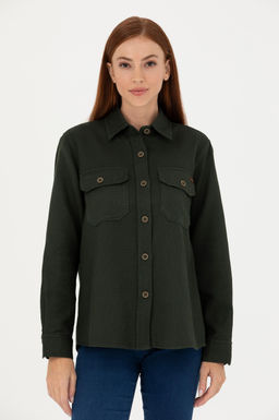 Женская рубашка цвета хаки с длинным рукавом - U.s. polo assn фото 17