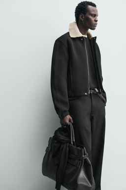 NEOPRENE-EFFECT JACKET WITH CONTRAST COLLAR - Zara фото 14