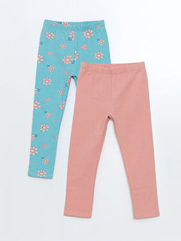 Beli Lastikli ?i?ekli K?z ?ocuk Tayt 2li