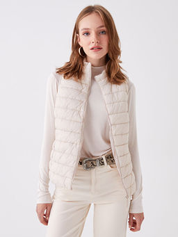 Kad?n Dik Yaka D?z ?i?me Yelek