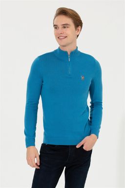 Мужской кобальтовый трикотажный свитер - U.s. polo assn фото 3