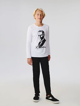 Bisiklet Yaka Atat?rk Bask?l? Erkek ?ocuk Ti??rt