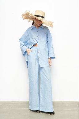 Костюм лён рубашка/брюки Blue