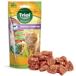 Лакомство для кошек Нежные сердечки из ягненка с треской, 40г, Triol 20171018