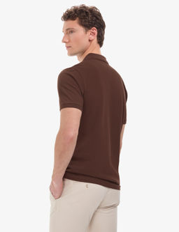 Koyu Kahverengi Regular Fit %100 Pamuk K_vr_lmaz Polo Yaka Basic Ti__rt