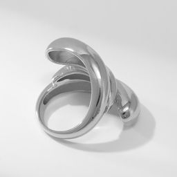 Кольцо металл Тренд тройная волна, цвет серебро, размер 18 - Qf фото 3