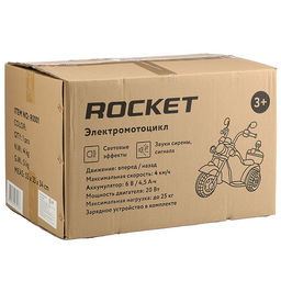 Детский электромотоцикл ROCKET «Чоппер»,1 мотор 20 ВТ, красный