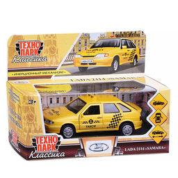 Машина металл Lada -2114 "Samara" Такси, 12 см, (откр. двери, баг,) инерц., в коробке