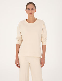 Ekru Oversize Yumu_ak Dokulu Sweatshirt