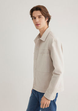 Cepli Ekru Denim Gomlek - Mavi фото 3