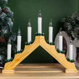 Светодиодная фигура «Рождественская горка» 39.5×33×5 см, дерево, 220 В, эффект пламени