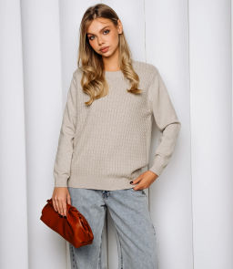 Джемпер #КТ24069, бежево-серый