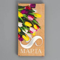 Цена за 5 шт. Коробка для шоколада, кондитерская упаковка, 8 Марта, с окном, 17.3?8.8?1.5 см