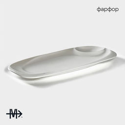 Блюдо фарфоровое с соусником Magistro «Бланш», 28×12.5 см, белое