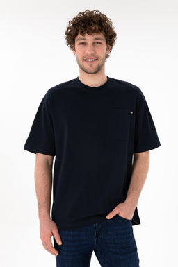 Erkek Comfort Fit Bisiklet Yaka Lacivert Ti__rt Sepette S_rpriz _ndirim