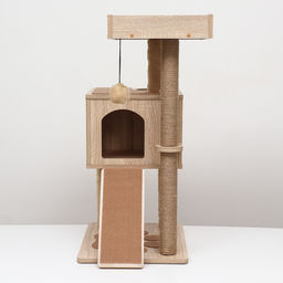 Комплекс для кошек с когтеточкой, с домиком, 58 х 54 х 87см, ЛДСП, цвет сонома - Пижон фото 3