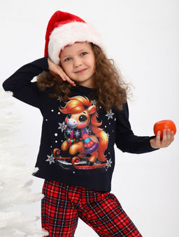 ПЖ064 Пижама "Лошадка" (синий)