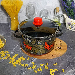 Кастрюля 5,5 л цил. Рябина 7RD221S черн - Стальэмаль фото 3