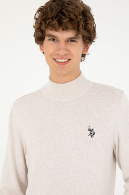 Свитер мужской U.S. Polo Assn каменный меланж хлопок  фото 9