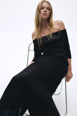 Vestido off-the-shoulder - H&m фото 3