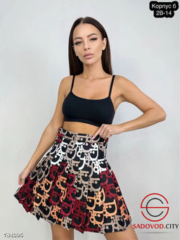 Юбка в складку с принтом мини