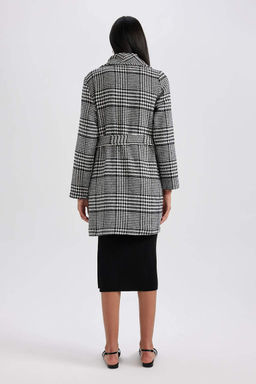 Пальто каше стандартного кроя с клетчатым узором - Defacto фото 6