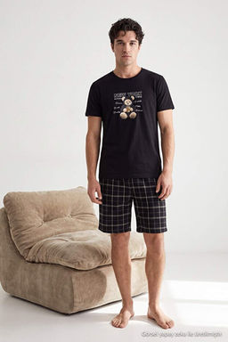 Siyah Regular Ay_c_k Bask_l_ Ekose _ort- T-shirt _rme Pijama Tak_m_ TMNSS26PT00067 - Trendyolmilla фото 2