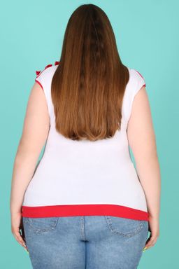 Футболка белая с красными полосками - Almond фото 2